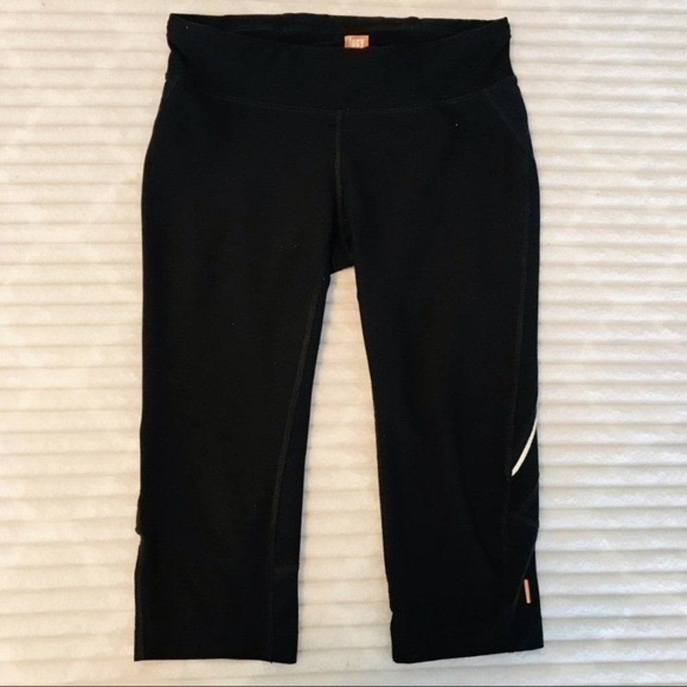 Lucy Activewear Tech Capri Tight Black Reflective Running Leggings Size XS
